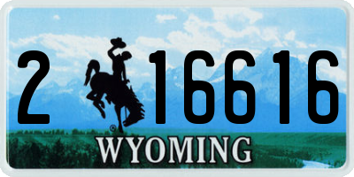WY license plate 216616