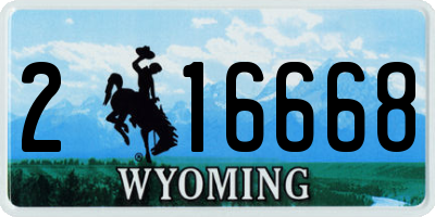 WY license plate 216668