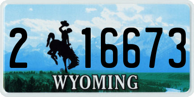 WY license plate 216673