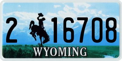 WY license plate 216708