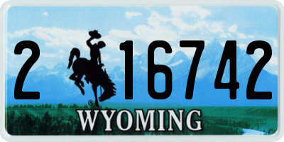 WY license plate 216742