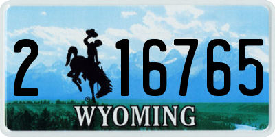 WY license plate 216765
