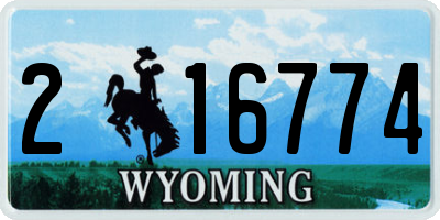 WY license plate 216774