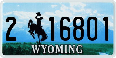 WY license plate 216801
