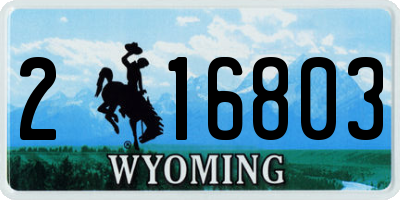 WY license plate 216803