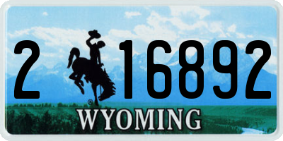 WY license plate 216892