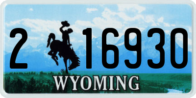 WY license plate 216930