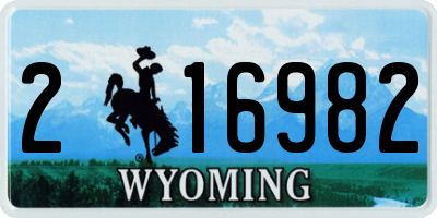 WY license plate 216982