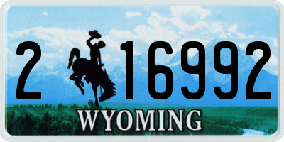 WY license plate 216992