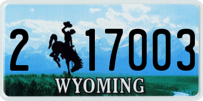 WY license plate 217003