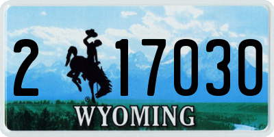 WY license plate 217030
