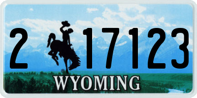 WY license plate 217123