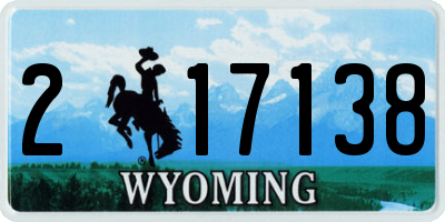WY license plate 217138