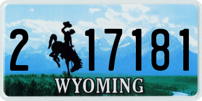 WY license plate 217181
