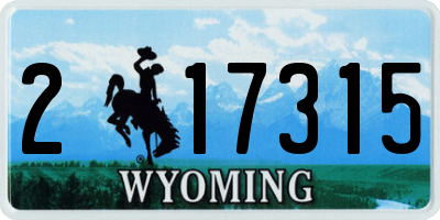 WY license plate 217315