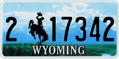 WY license plate 217342