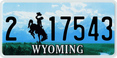 WY license plate 217543