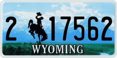 WY license plate 217562