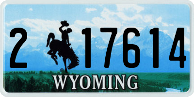 WY license plate 217614