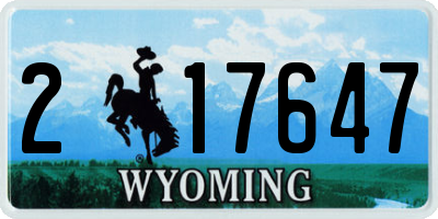 WY license plate 217647