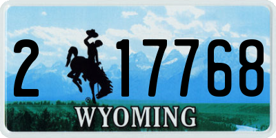 WY license plate 217768