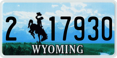 WY license plate 217930