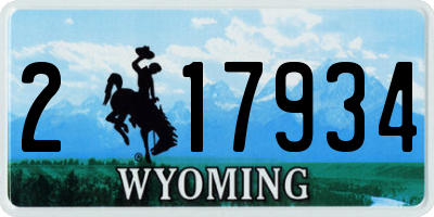 WY license plate 217934