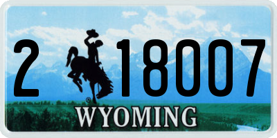 WY license plate 218007