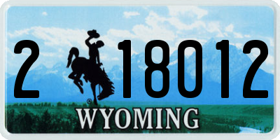 WY license plate 218012