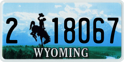 WY license plate 218067