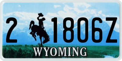 WY license plate 21806Z