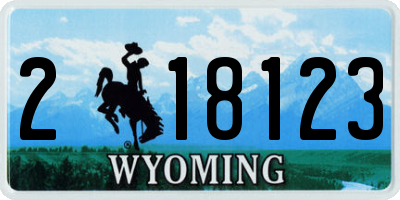 WY license plate 218123