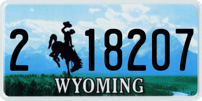 WY license plate 218207