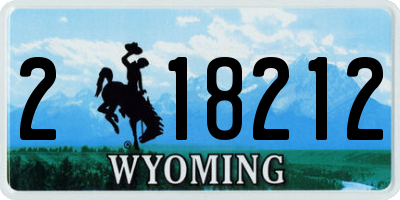 WY license plate 218212