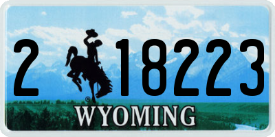 WY license plate 218223
