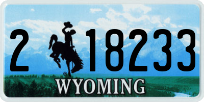 WY license plate 218233