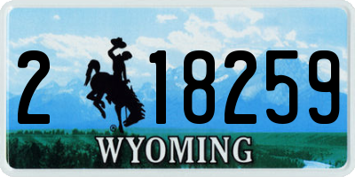 WY license plate 218259