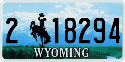 WY license plate 218294