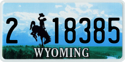 WY license plate 218385