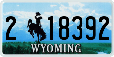 WY license plate 218392