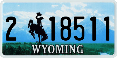 WY license plate 218511