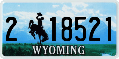 WY license plate 218521