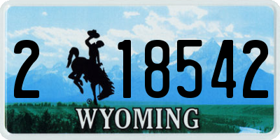 WY license plate 218542