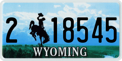 WY license plate 218545