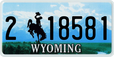 WY license plate 218581