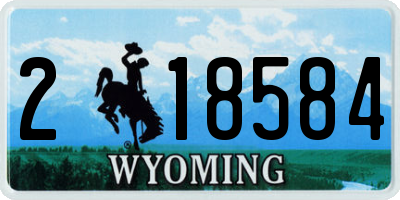 WY license plate 218584