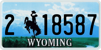 WY license plate 218587