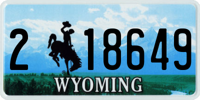 WY license plate 218649