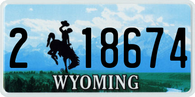 WY license plate 218674