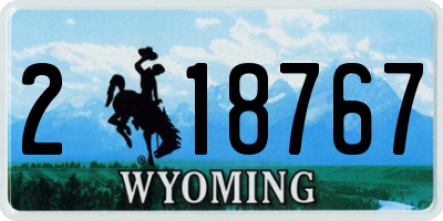WY license plate 218767